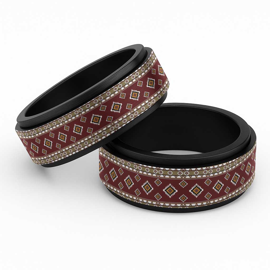 Native American Navajo Spinner Ring Tribal Pattern