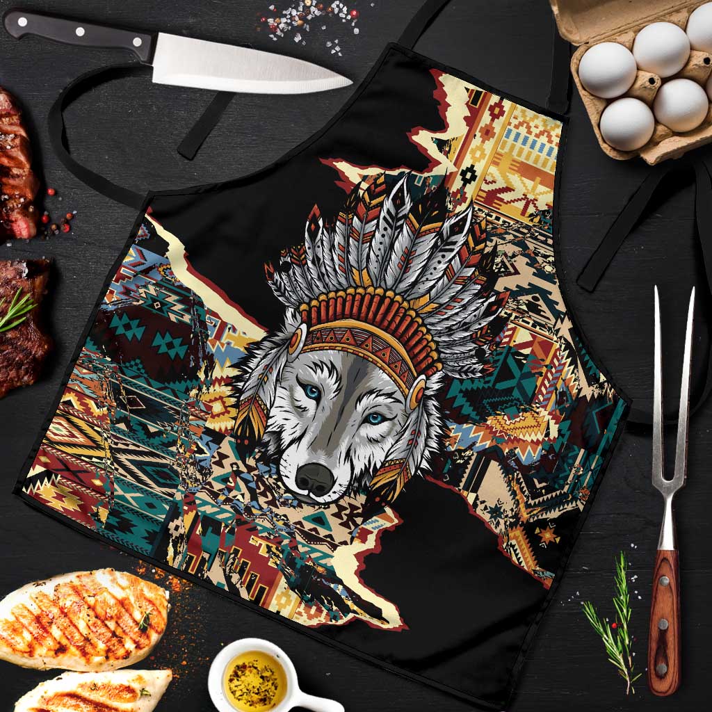 Native American Navajo Wolf Apron Grunge Pattern