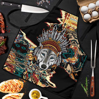 Native American Navajo Wolf Apron Grunge Pattern
