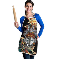 Native American Navajo Wolf Apron Grunge Pattern