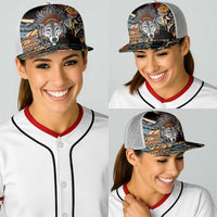 Native American Navajo Wolf Baseball Net Cap Grunge Pattern