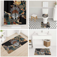 Native American Navajo Wolf Bathroom Set Grunge Pattern