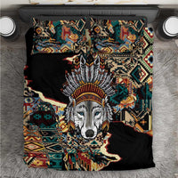 Native American Navajo Wolf Bedding Set Grunge Pattern