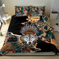 Native American Navajo Wolf Bedding Set Grunge Pattern