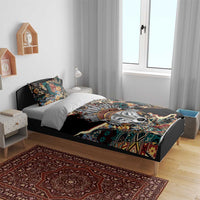Native American Navajo Wolf Bedding Set Grunge Pattern