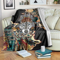 Native American Navajo Wolf Blanket Grunge Pattern