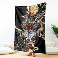 Native American Navajo Wolf Blanket Grunge Pattern