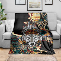 Native American Navajo Wolf Blanket Grunge Pattern