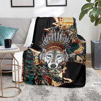 Native American Navajo Wolf Blanket Grunge Pattern