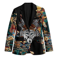 Native American Navajo Wolf Blazer Grunge Pattern