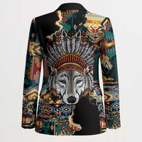 Native American Navajo Wolf Blazer Grunge Pattern