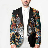 Native American Navajo Wolf Blazer Grunge Pattern