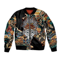 Native American Navajo Wolf Bomber Jacket Grunge Pattern