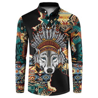 Native American Navajo Wolf Button Sweatshirt Grunge Pattern