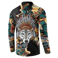 Native American Navajo Wolf Button Sweatshirt Grunge Pattern