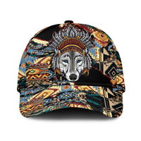 Native American Navajo Wolf Classic Cap Grunge Pattern