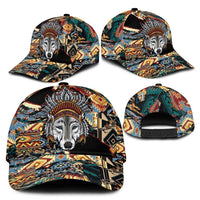 Native American Navajo Wolf Classic Cap Grunge Pattern