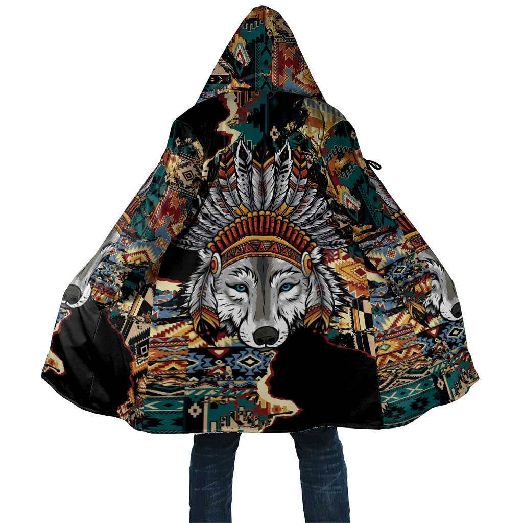 Native American Navajo Wolf Cloak Grunge Pattern
