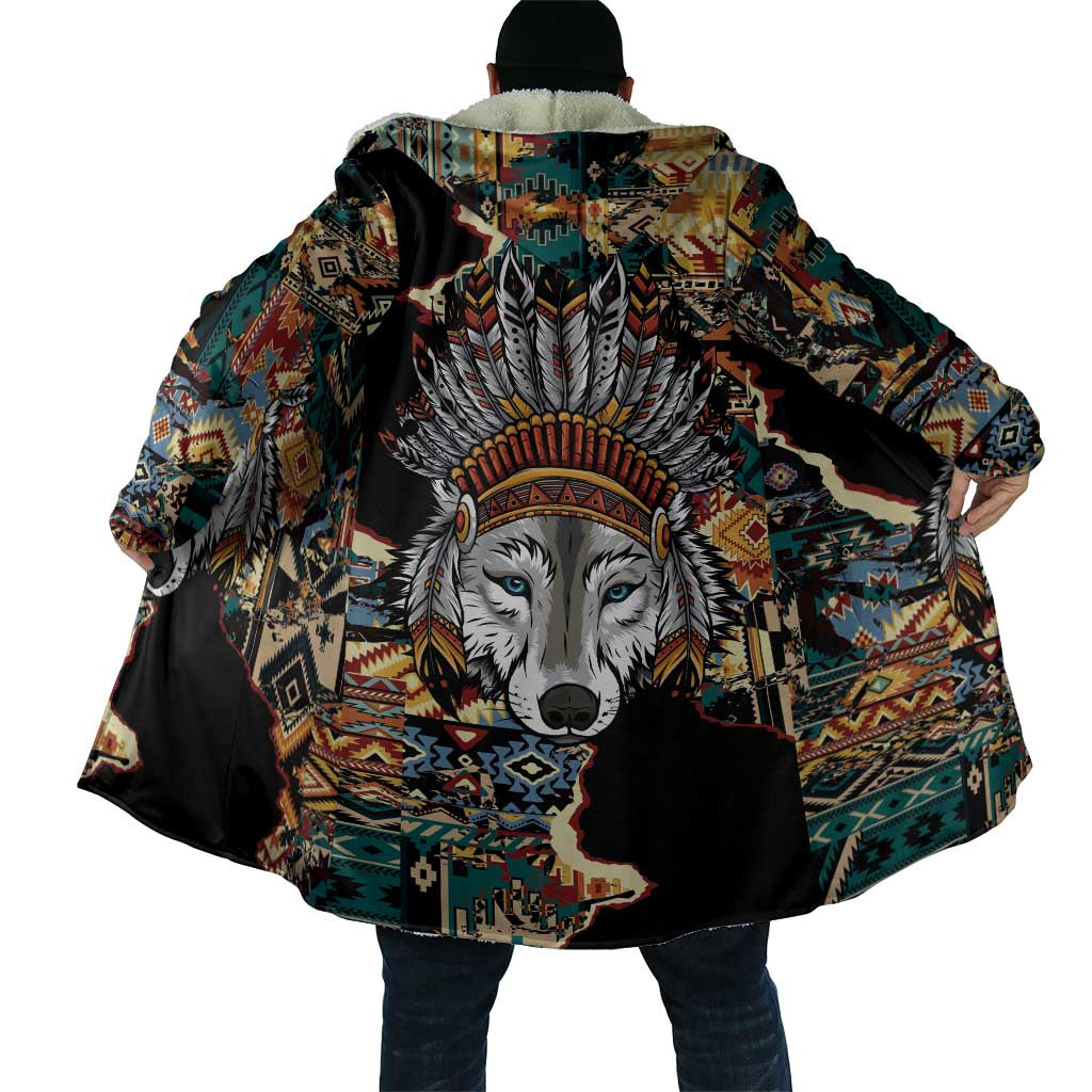 Native American Navajo Wolf Cloak Grunge Pattern