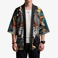 Native American Navajo Wolf Kimono Grunge Pattern