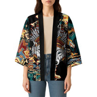 Native American Navajo Wolf Kimono Grunge Pattern