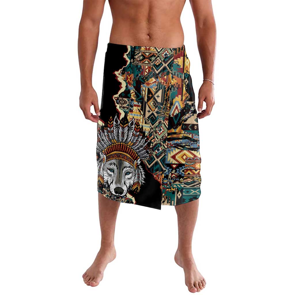 Native American Navajo Wolf Lavalava Grunge Pattern