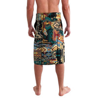 Native American Navajo Wolf Lavalava Grunge Pattern