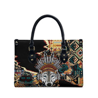 Native American Navajo Wolf Leather Bag Grunge Pattern