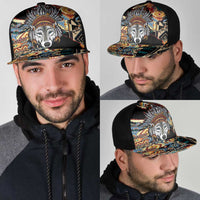 Native American Navajo Wolf Mesh Trucker Cap Grunge Pattern