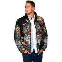 Native American Navajo Wolf Padded Jacket Grunge Pattern