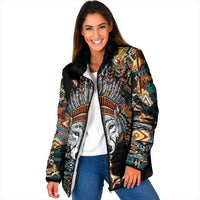 Native American Navajo Wolf Padded Jacket Grunge Pattern