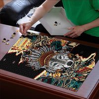 Native American Navajo Wolf Puzzle Grunge Pattern