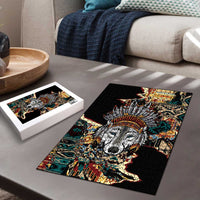 Native American Navajo Wolf Puzzle Grunge Pattern
