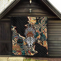 Native American Navajo Wolf Quilt Grunge Pattern