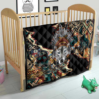 Native American Navajo Wolf Quilt Grunge Pattern