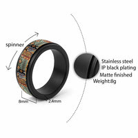 Native American Navajo Wolf Spinner Ring Grunge Pattern