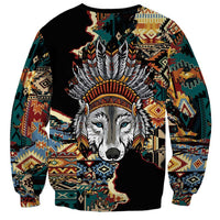 Native American Navajo Wolf Sweatshirt Grunge Pattern