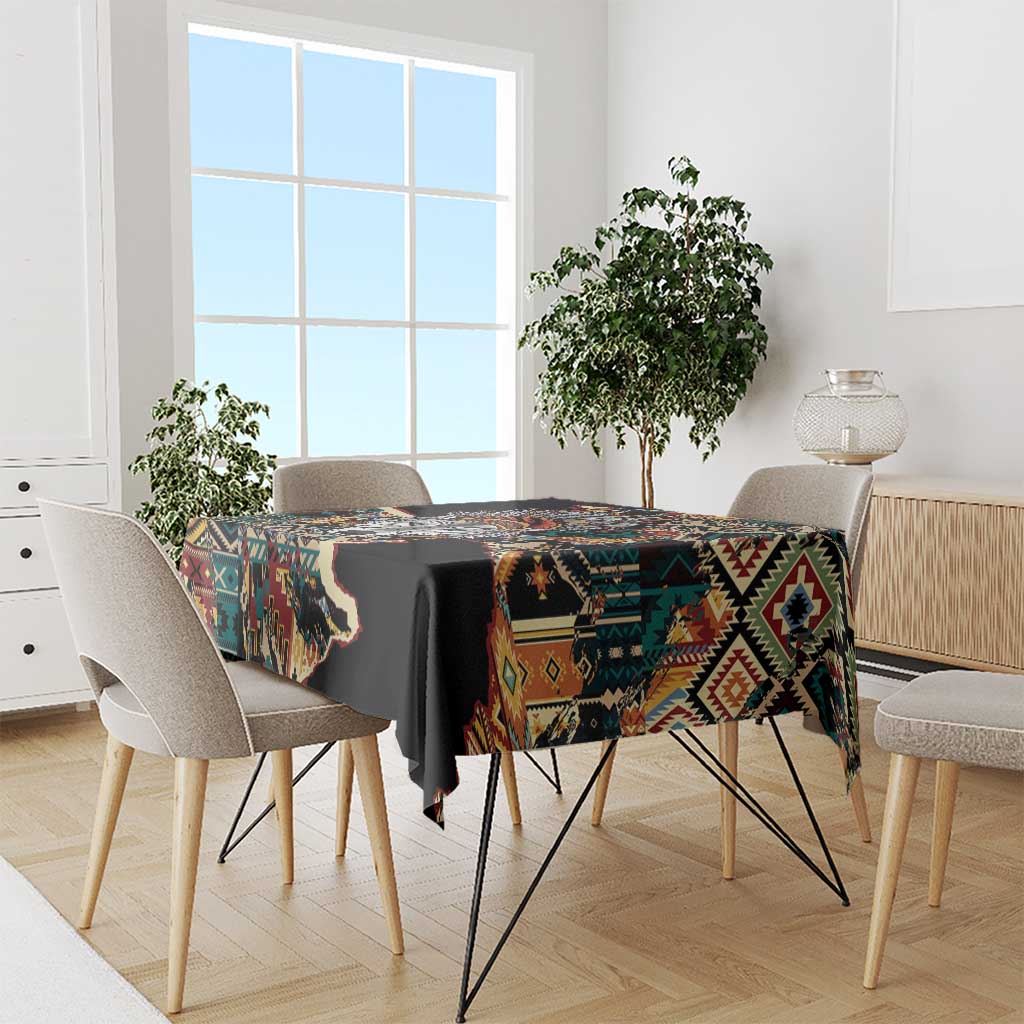 Native American Navajo Wolf Tablecloth Grunge Pattern