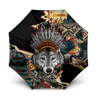 Native American Navajo Wolf Umbrella Grunge Pattern