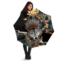 Native American Navajo Wolf Umbrella Grunge Pattern