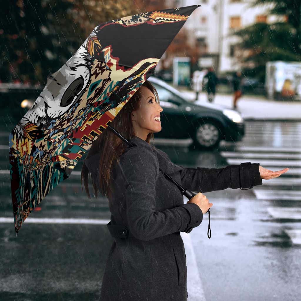 Native American Navajo Wolf Umbrella Grunge Pattern
