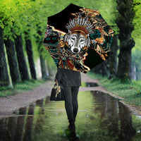 Native American Navajo Wolf Umbrella Grunge Pattern