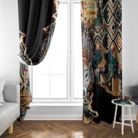 Native American Navajo Wolf Window Curtain Grunge Pattern