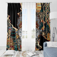 Native American Navajo Wolf Window Curtain Grunge Pattern