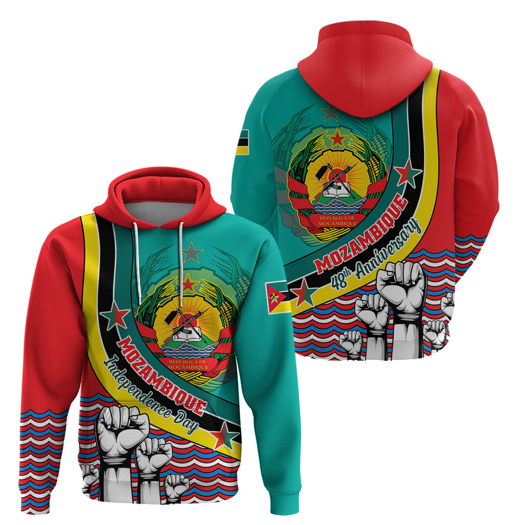 Mozambique Independence Day Hoodie Mozambiki Emblem Happy 48th Anniversary - Wonder Print Shop