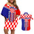 Croatia Couples Matching Off Shoulder Short Dress and Hawaiian Shirt Hrvatska Interlace With Coat Of Arms - Wonder Print Shop