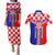 Croatia Couples Matching Puletasi Dress and Hawaiian Shirt Hrvatska Interlace With Coat Of Arms - Wonder Print Shop