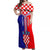 Croatia Off Shoulder Maxi Dress Hrvatska Interlace With Coat Of Arms - Wonder Print Shop