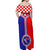 Croatia Off Shoulder Maxi Dress Hrvatska Interlace With Coat Of Arms - Wonder Print Shop