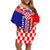 Croatia Off Shoulder Short Dress Hrvatska Interlace With Coat Of Arms - Wonder Print Shop